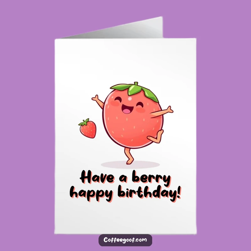 Free Printable Birthday Strawberry Card Funny - Cartwheeling Fruit Downloadable Gift