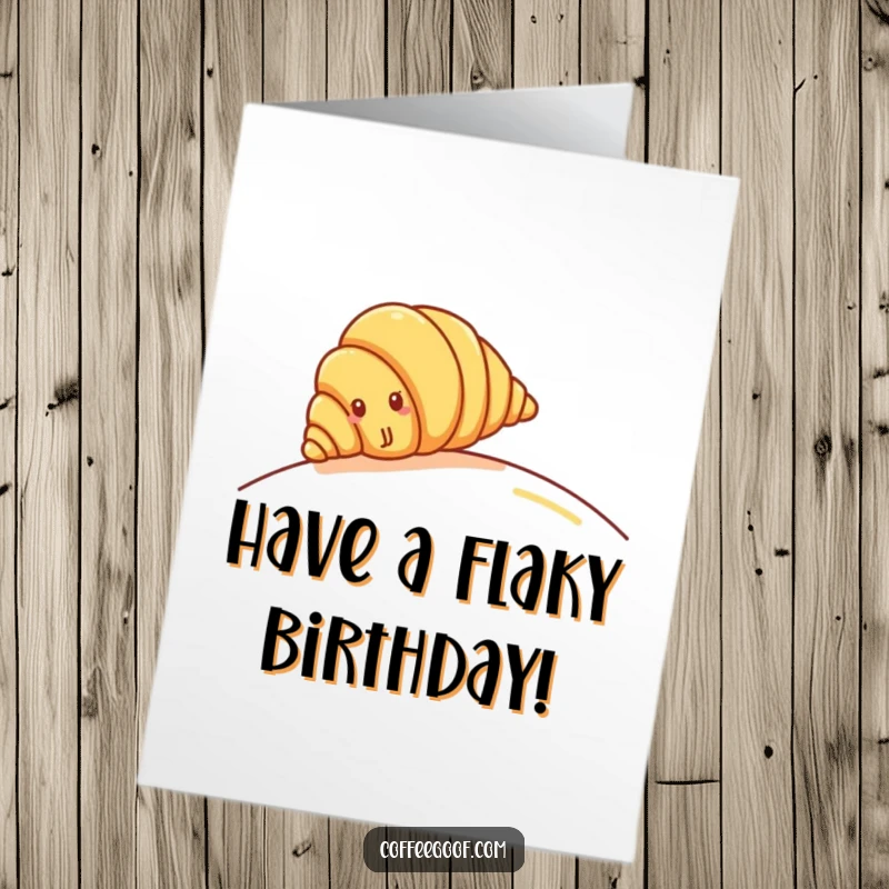 Funny Free Printable Birthday Card: A cheerful croissant rolling down a hill, spreading birthday joy.