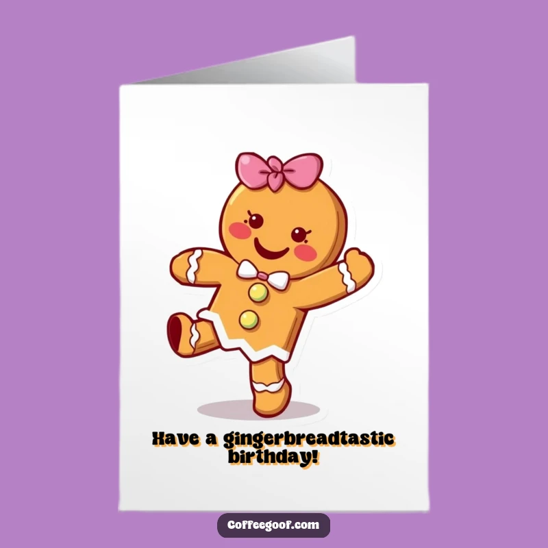 Free Printable Gingerbread Birthday Card: Happy Hop Humour Downloadable Greeting