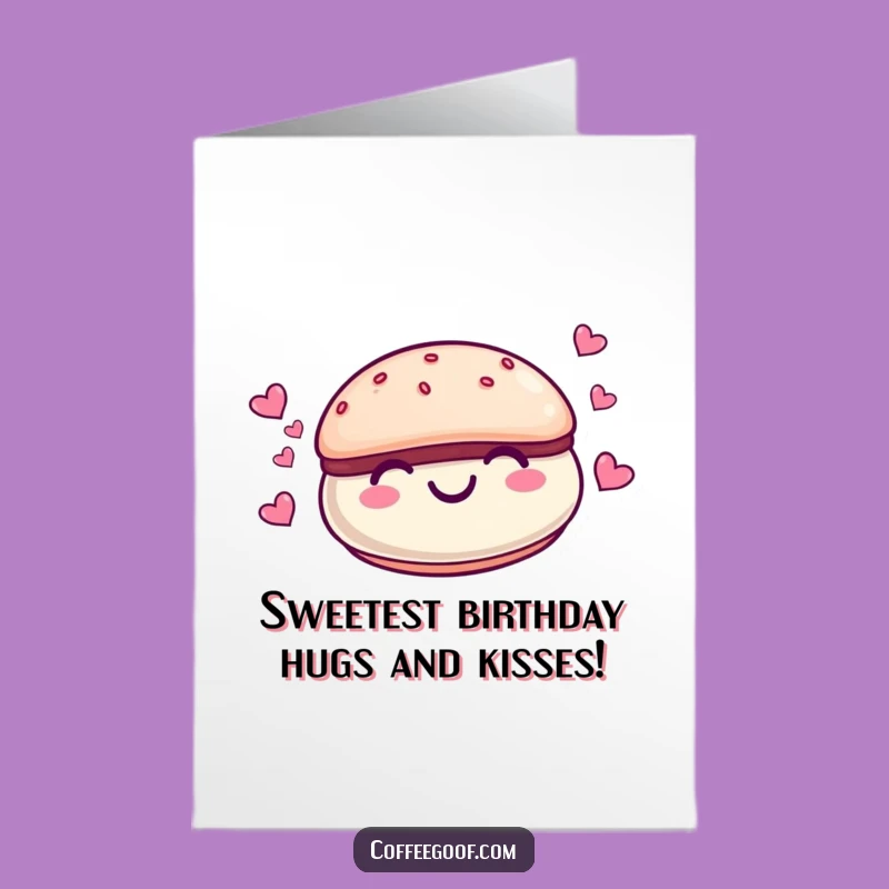 Free Printable Sweet Macaroon Birthday Card: Heart Love Downloadable Greeting