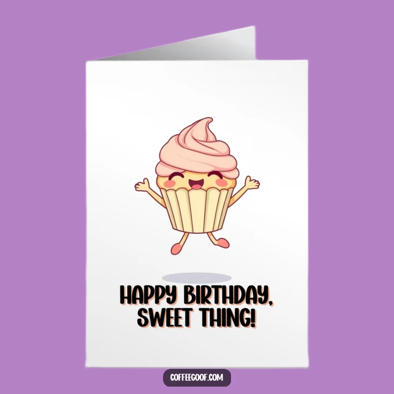 Free Printable Birthday Card: Cupcake Jump Funny Downloadable Gift