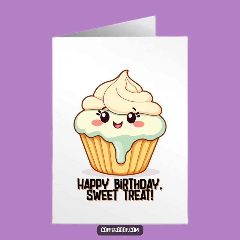Free Printable Birthday Card: Dancing Cupcake, Funny Dessert Downloadable