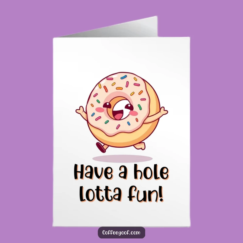 Free Printable Birthday Card: Hopping Donut, Sprinkly Fun Downloadable Gift for Everyone