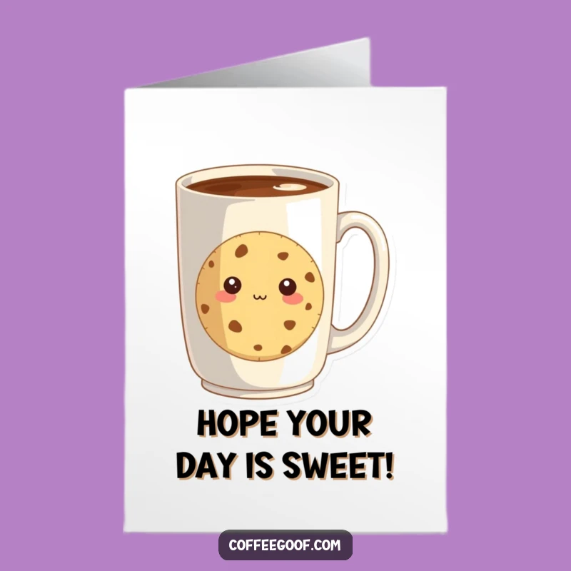 Free Printable Birthday Card: Shy Cookie & Coffee, Funny Downloadable Greeting