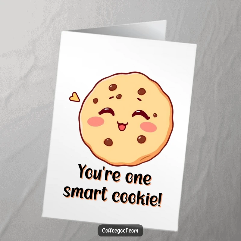 Funny Free Printable Birthday Card: A charming chocolate chip cookie winking suggestively, with a subtle attempt to wink back.