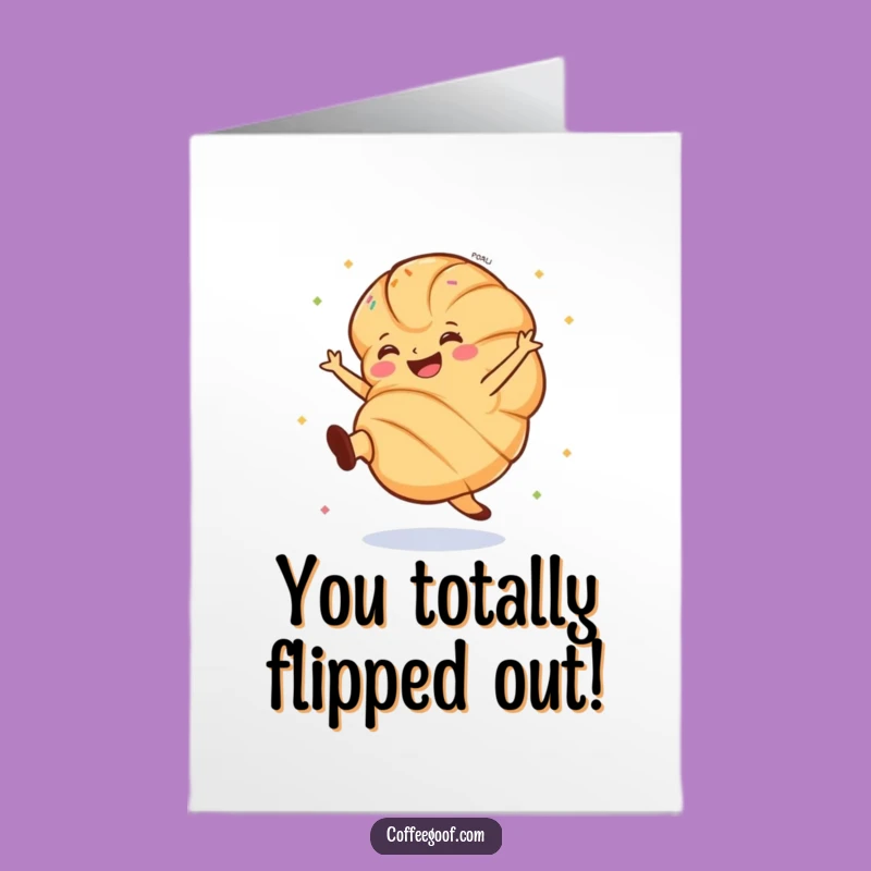 Free Printable Congrats Card: Cartwheeling Croissant - Funny Bakery Downloadable Gift