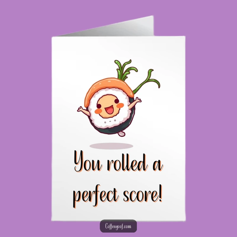 Free Printable Congrats Card: Cartwheeling Sushi, Funny Downloadable Celebration!