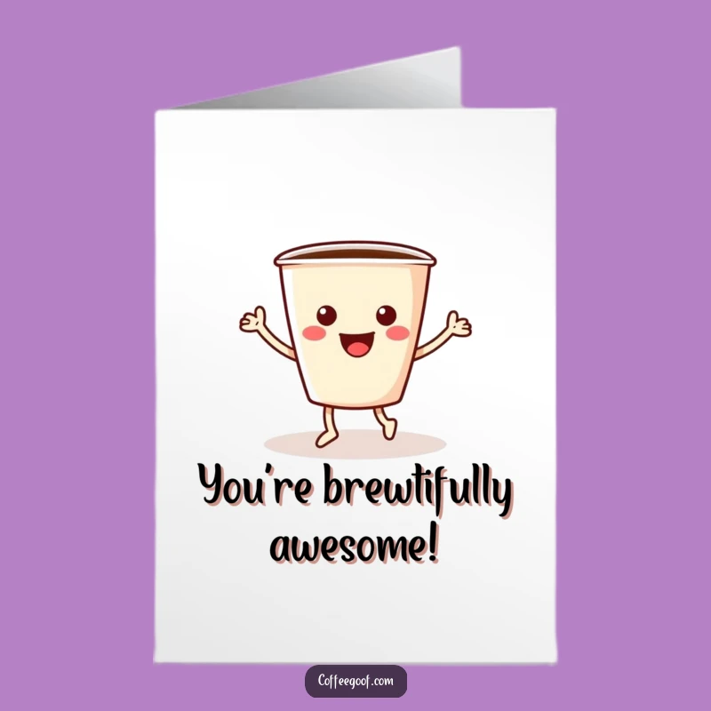 Free Printable Congrats Card: Dancing Coffee Cup - Funny Downloadable Celebration Gift