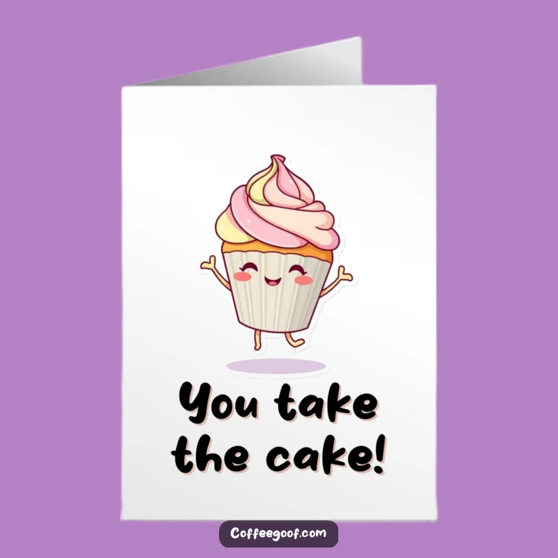 Free Printable Congrats Card: Dancing Cupcake, Sweet Success with Downloadable Humor