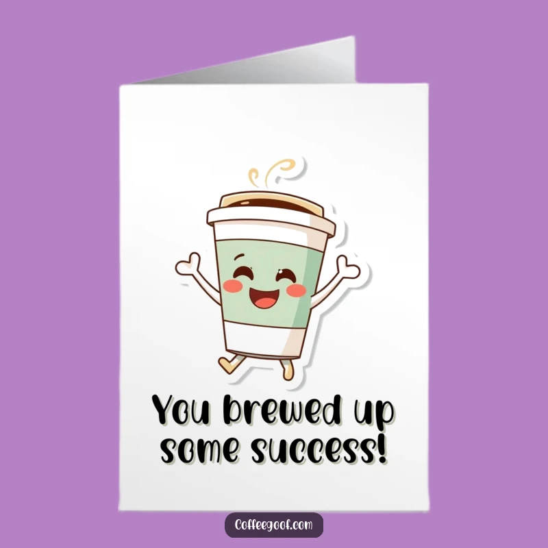 Free Printable Congrats Card: Joyful Coffee Cup Bouncing - Funny Downloadable Gift