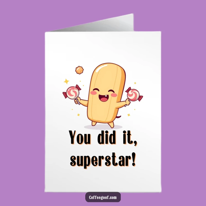 Free Printable Congrats Card: Juggling Baguette, Sweet Success Downloadable Gift