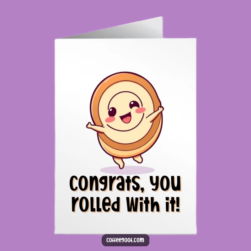 Free Printable Congrats Card: Swirly Cinnamon Roll Spin, Sweet Achievement Download