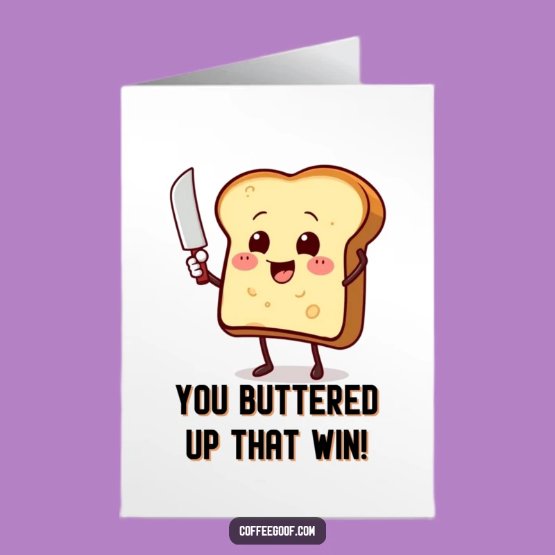 Free Printable Congrats Toast Card: Waving Butter Knife Humor Downloadable Greeting