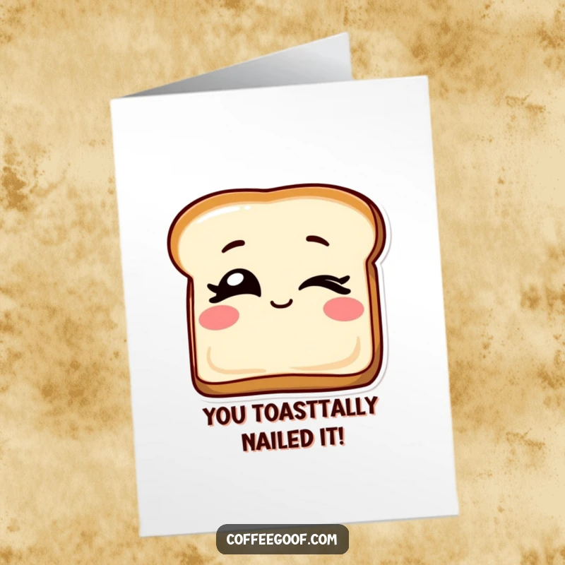 Free Printable Congratulations Card: A slice of toast giving a cheeky wink, celebrating a fantastic achievement.