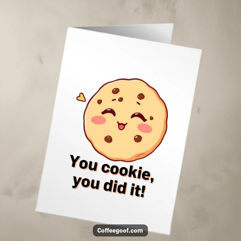 Funny Free Printable Congratulations Card: A cheeky cookie giving a confident wink, ready to celebrate your awesome accomplishments.