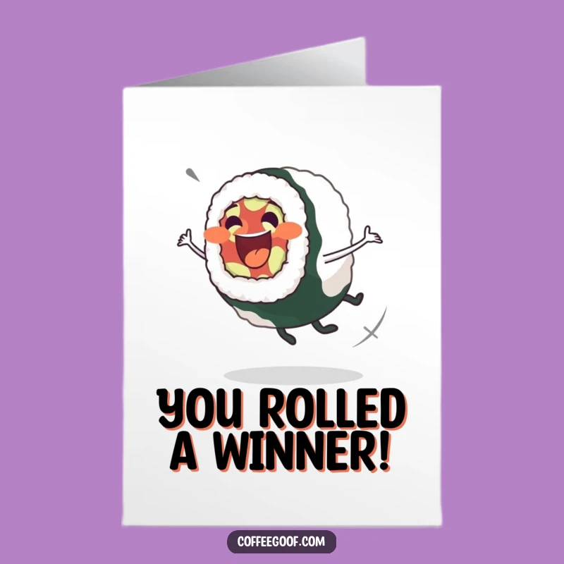 Free Printable Sushi Congrats Card - Wobbly Spin Downloadable Gift