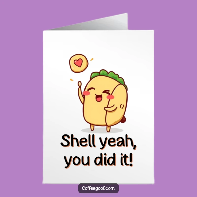 Free Printable Congrats Card: Winking Taco Flips Pancake, Celebrate with Downloadable Fun