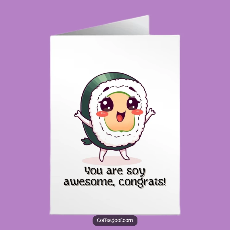 Free Printable Congrats Card: Dancing Sushi - Funny Downloadable Gift