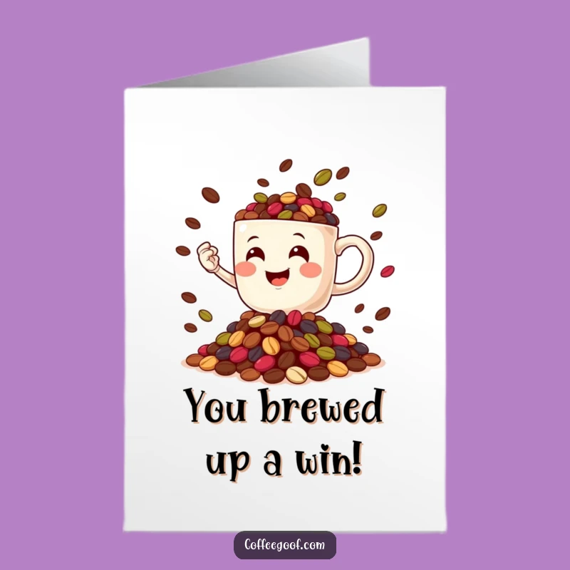 Free Printable Congrats Card: Juggling Coffee Mug, Celebrate Success with Downloadable Humor
