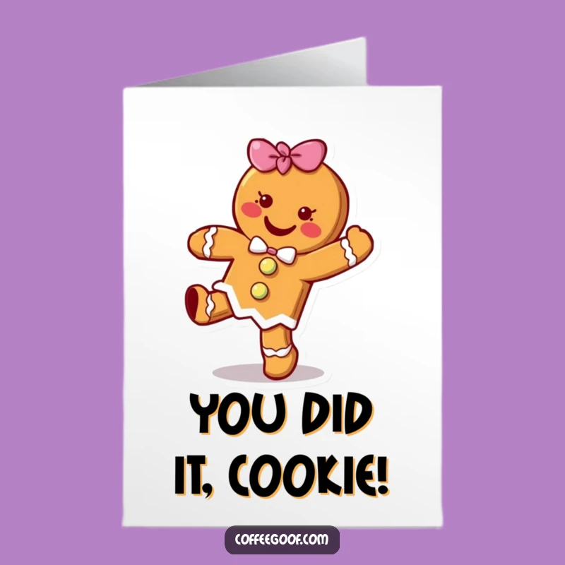 Free Printable Gingerbread Congrats Card: Hopping Success Downloadable Greeting