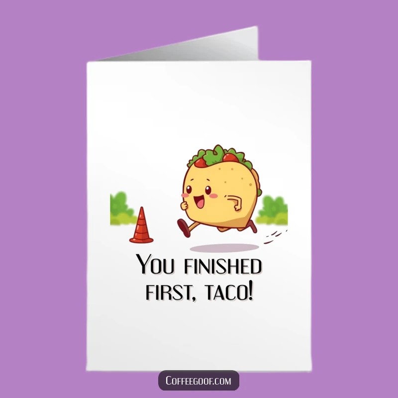 Free Printable Sprinting Taco Congrats Card - Hilarious Downloadable Greeting for Reaching Goals!