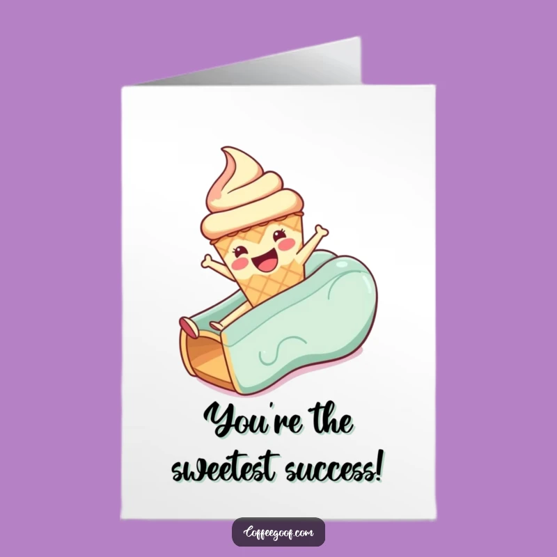 Free Printable Funny Ice Cream Congratulations Card: Slide into Success Downloadable