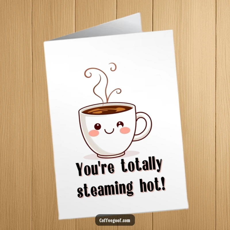 Funny Free Printable Congratulations Card: A happy coffee cup with smiley steam, celebrating your wonderful news.