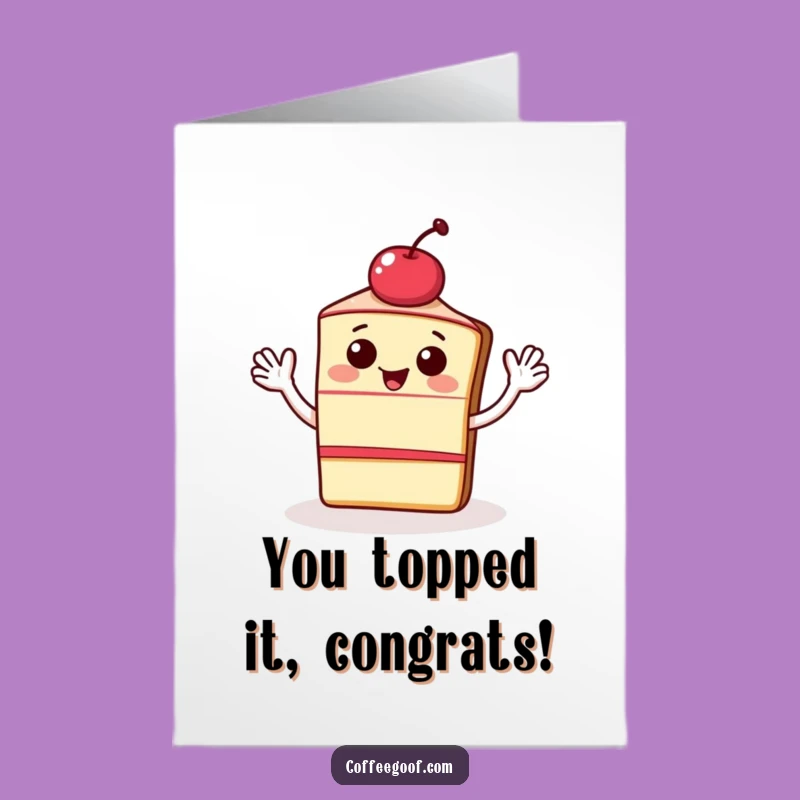 Free Printable Waving Cake Congrats Card - Joyful Downloadable Greeting for Sweet Achievements!