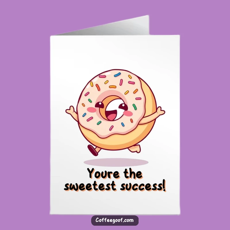 Free Printable Congrats Card: Hopping Donut, Sweet Success with Downloadable Humor