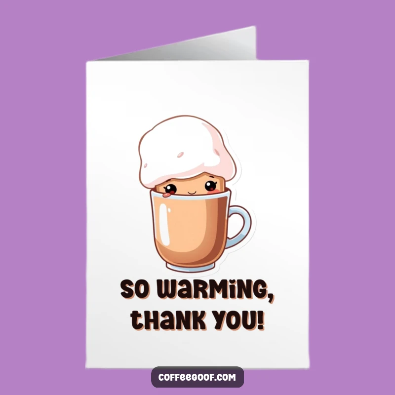 Free Printable Cocoa Thank You Card: Marshmallow Sweetness Downloadable