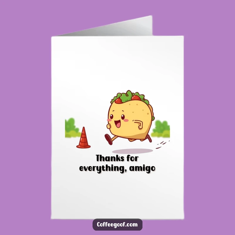 Free Printable Sprinting Taco Thank You Card - Fast-Paced Downloadable Note for Quick Gratitude