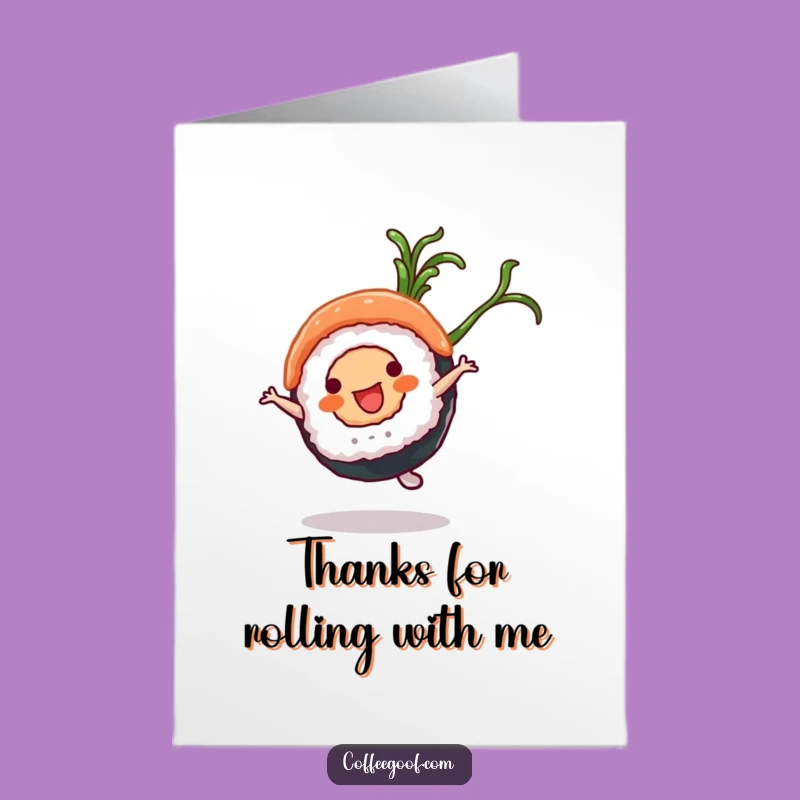 Free Printable Thank You Card: Cartwheeling Sushi, Funny Downloadable Appreciation!
