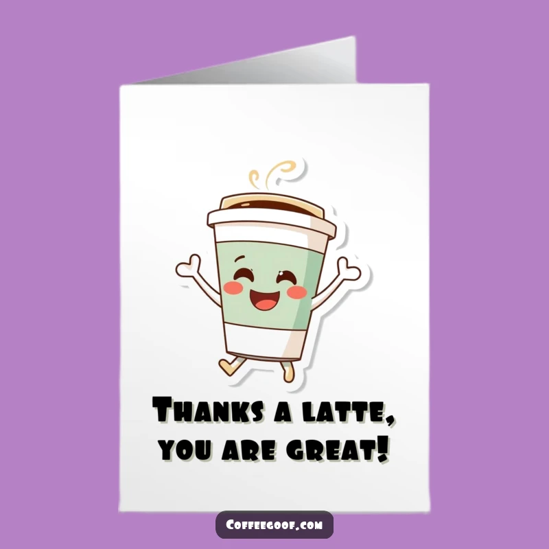 Free Printable Thank You Card: Coffee Cup Bouncing - Funny Downloadable Gift