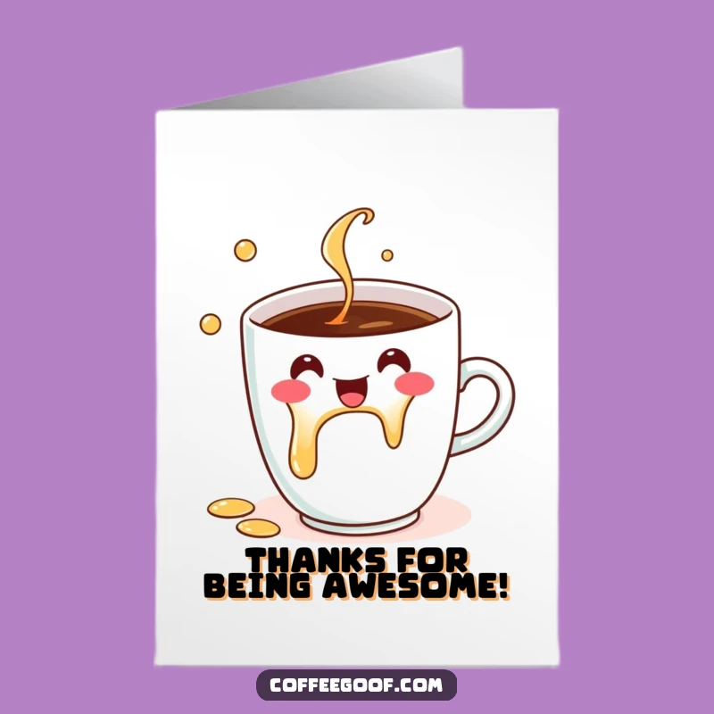 Free Printable Thank You Card: Coffee Cup Spill - Funny Downloadable
