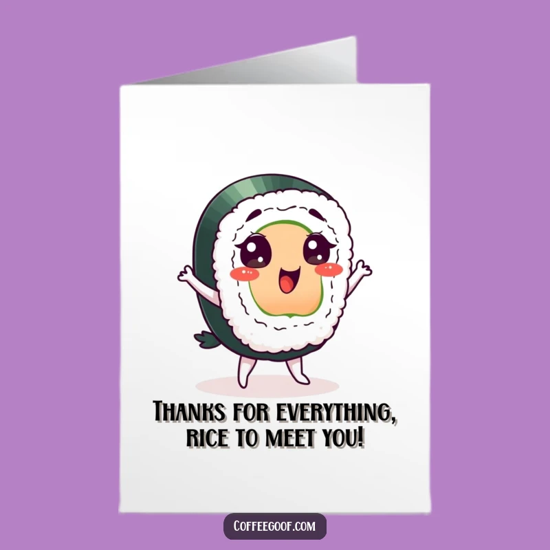 Free Printable Thank You Card: Dancing Sushi - Funny Downloadable Gift