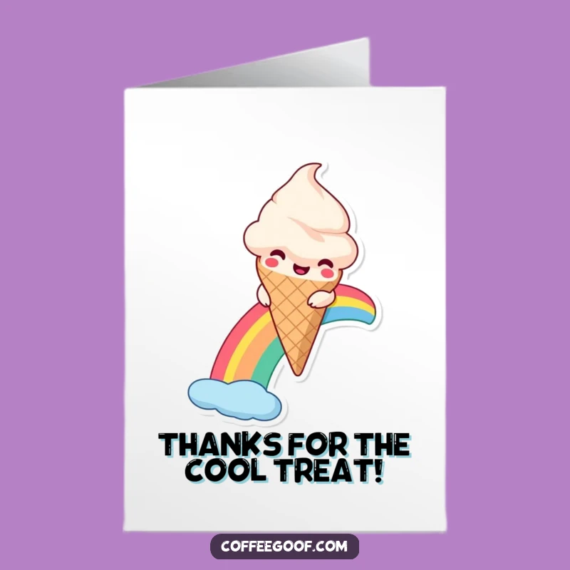 Free Printable Thank You Card: Ice Cream Rainbow Funny Downloadable Gift