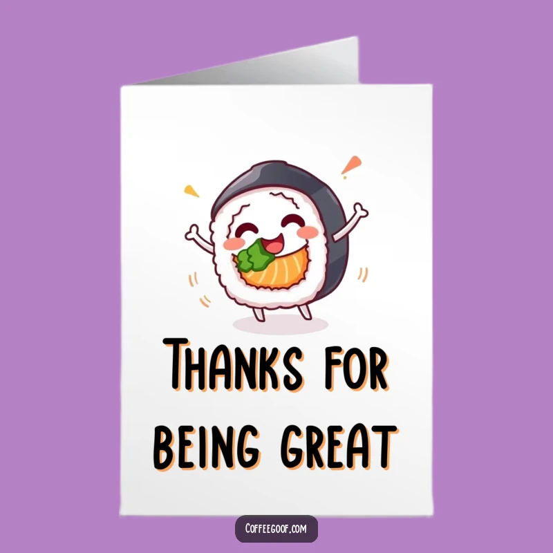 Free Printable Thank You Card: Spinning Sushi, Grateful Roll, Print-at-Home Gift