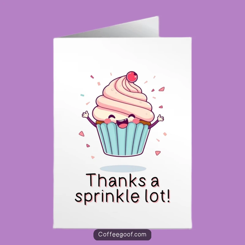 Free Printable Thank You Card: Cupcake Spinning Icing Confetti Gratefulness Downloadable Gift