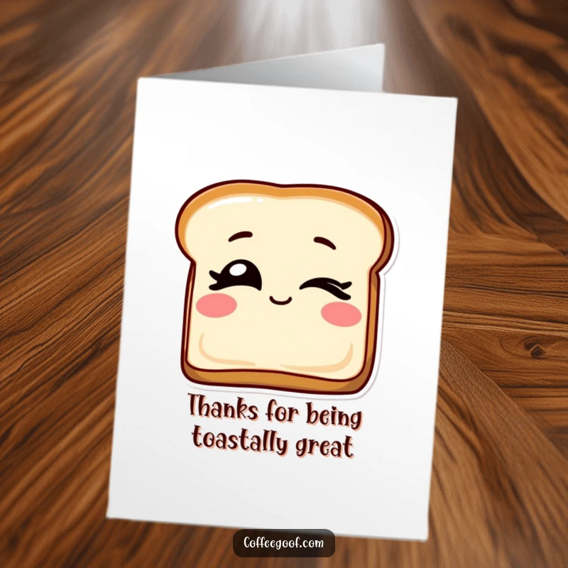 Funny Free Printable Thank You Card: A slice of toast with a playful wink, conveying sincere thanks.