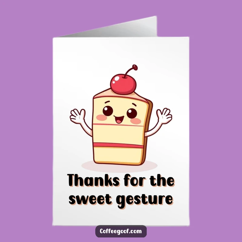 Free Printable Waving Cake Thank You Card - Energetic Downloadable Note for Sweet Appreciation