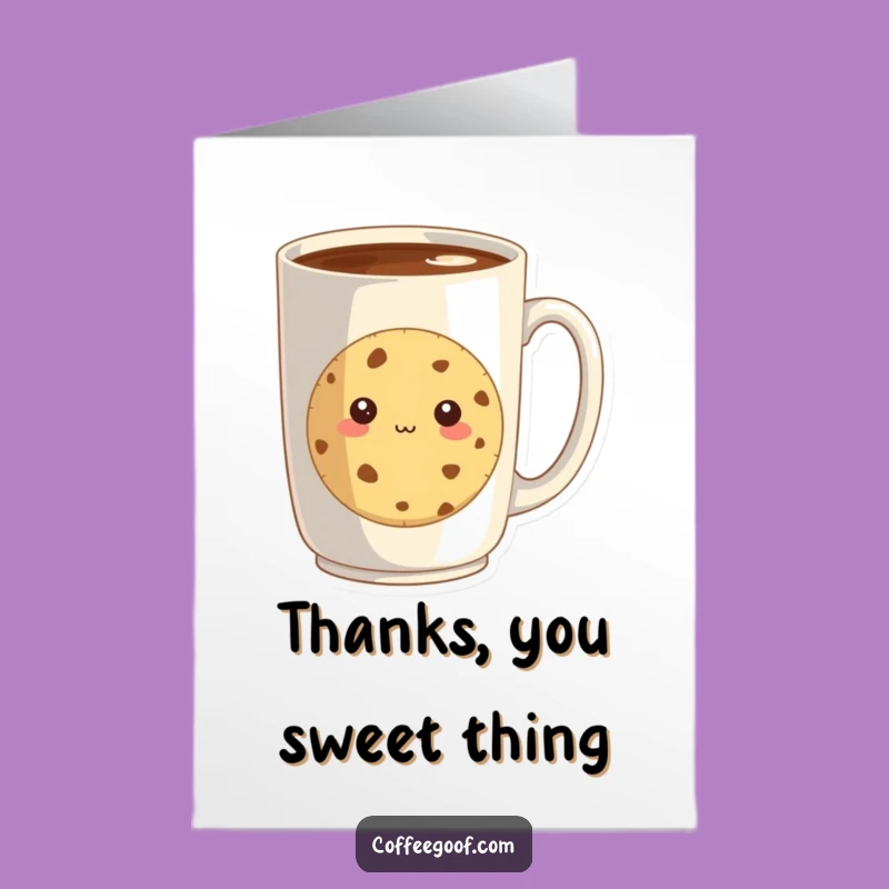 Free Printable Thank You Card: Shy Cookie & Coffee, Downloadable Gift