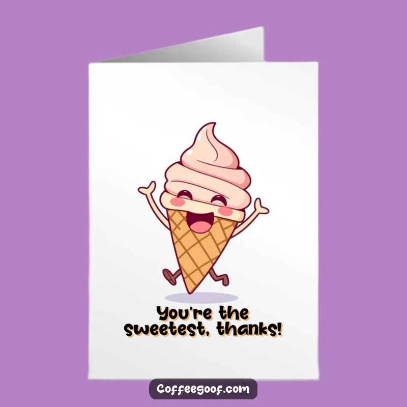 Free Printable Thank You Card: Bouncing Ice Cream Cone, Funny Gift