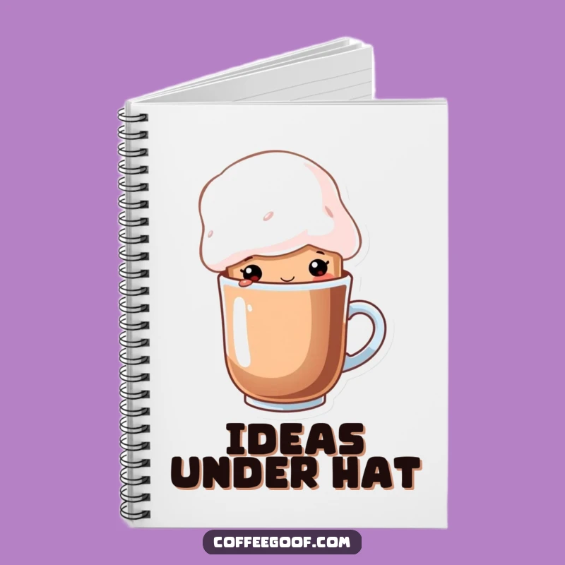 Funny Cocoa Marshmallow Hat Notebook - Whimsical Cartoon Journal Gift