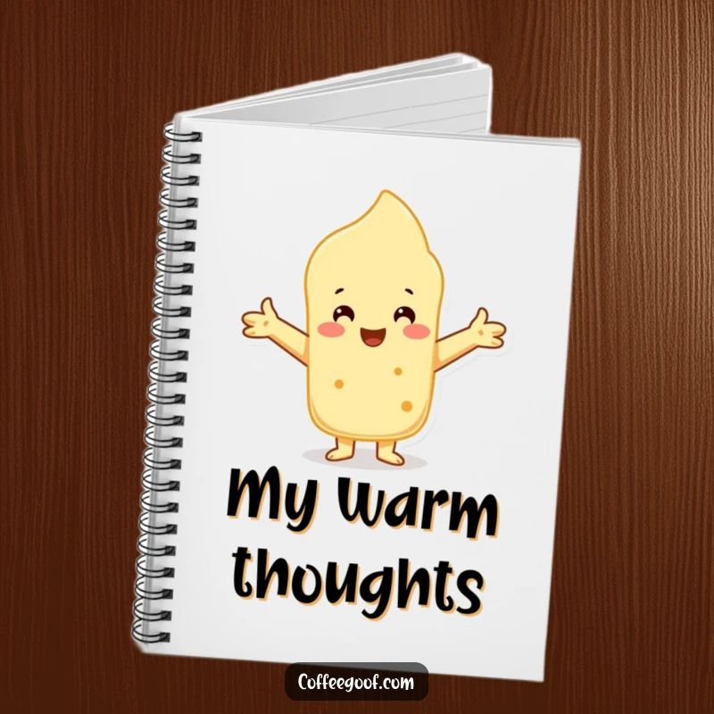 Funny Scone Notebook featuring a welcoming character offering a warm embrace, perfect for notes and journaling.