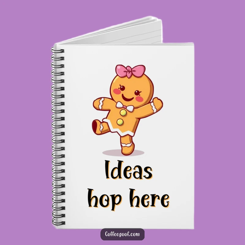 Funny Gingerbread Cookie Hop Notebook - Cheerful Cartoon Journal Gift
