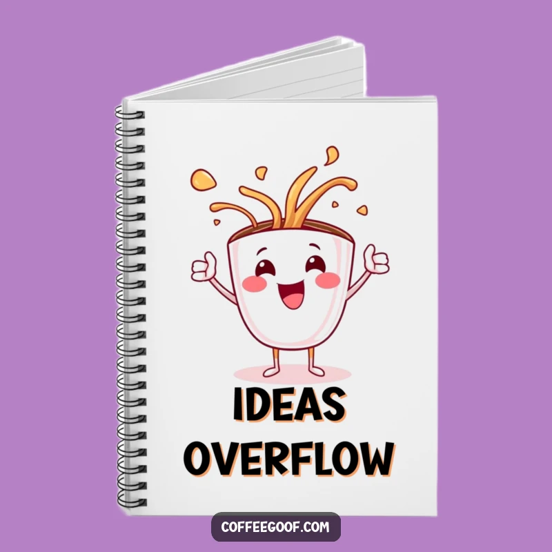 Funny Coffee Cup Art Spill Notebook: Jubilant Character Spills Art - Journal Gift