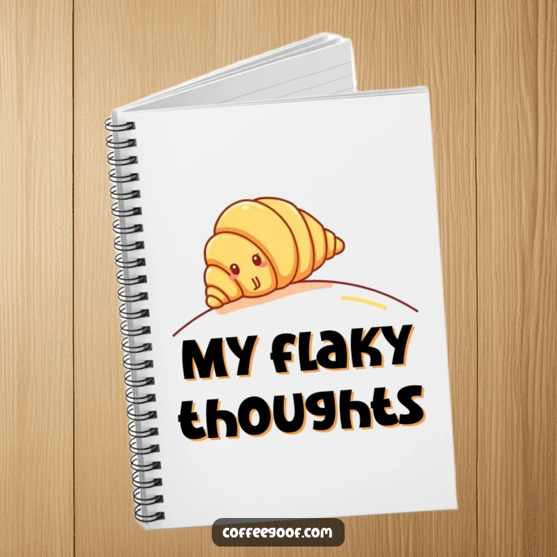 Funny Croissant Notebook: Cheerful croissant character rolling down a gentle hill, ideal for jotting down sweet ideas and notes.