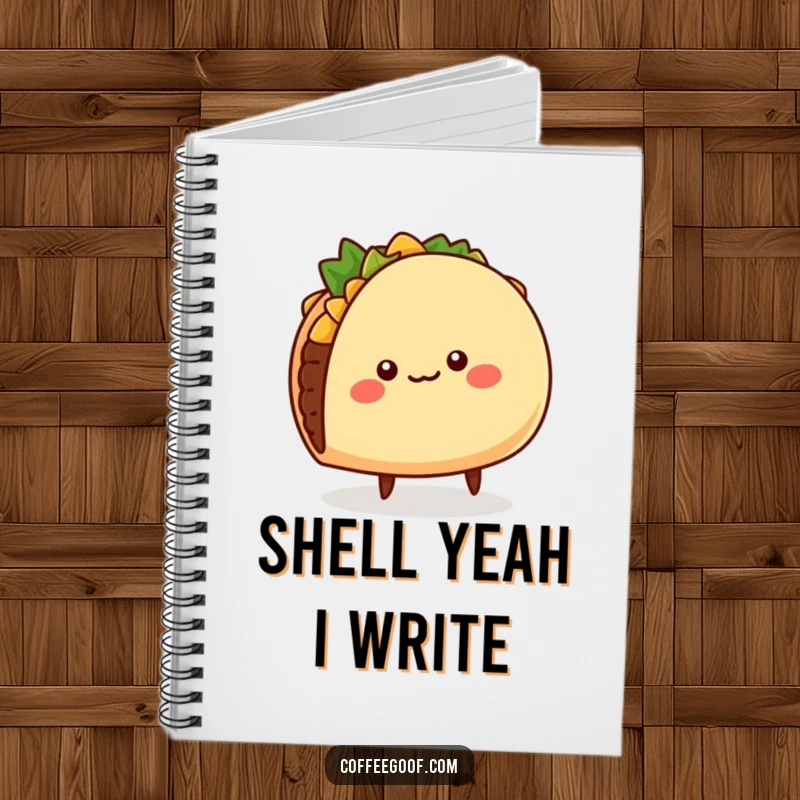 Funny Taco Notebook: A cheerful, round taco character wiggling its shell and tiny legs, ideal for notes, sketches, and humorous thoughts.
