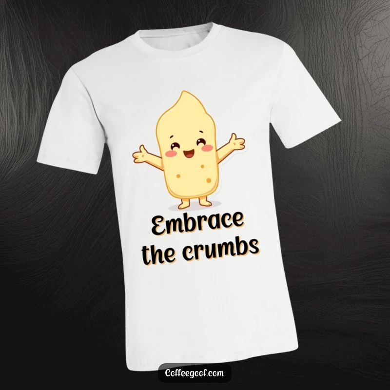 Funny Scone T-Shirt featuring a cheerful character offering a warm embrace, perfect for comfort lovers.