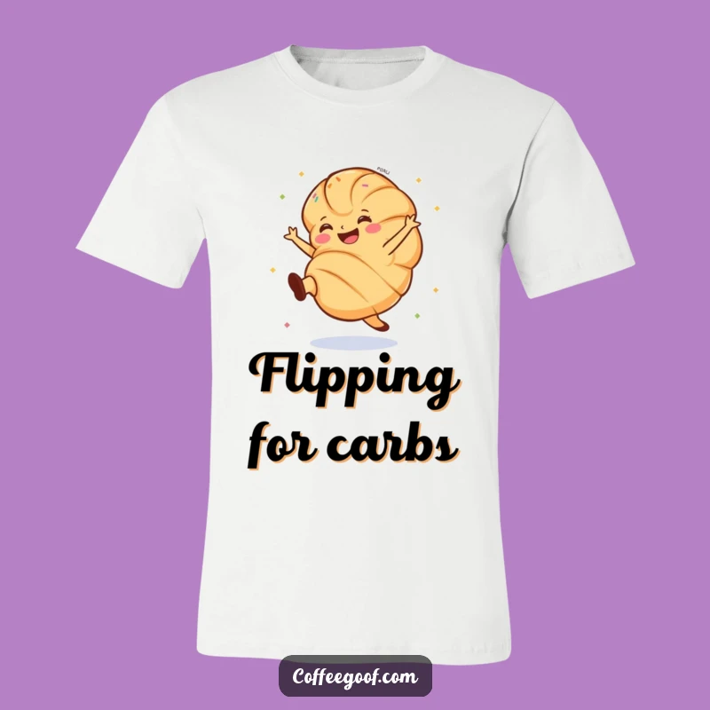 Funny Croissant T-Shirt: Cartwheeling Pastry Design, Comical Foodie Gift